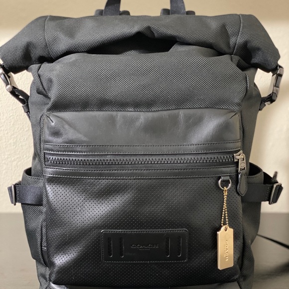 coach black backpack mens